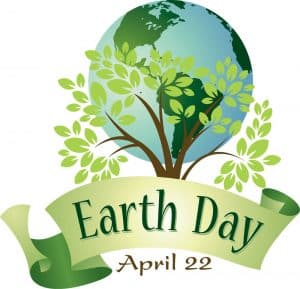 Image of earth stating Earth day and April 22.